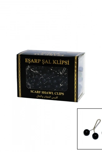 SİYAH 100 PARÇA  EŞARP BAŞÖRTÜ - ŞAL KLİPSİ (4940)
