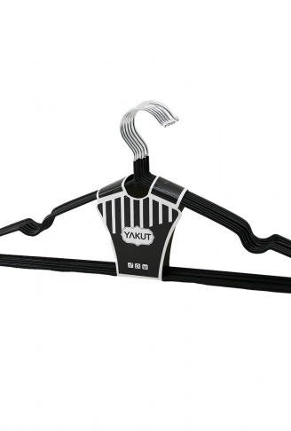 SİYAH 10PCS SİLİKON KAPLAMALI METAL ELBİSE ASKISI (4940)