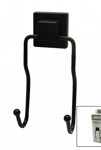 SİYAH - 2Lİ METAL SARKIK ASKI KARE GÜÇLÜ YAPIŞKANLI 8X9X19CM (4940)