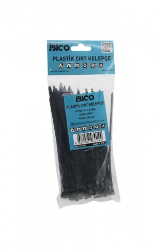 SİYAH   3.6X150MM  PLASTİK CIRT KELEPÇE  100PCS (4940)