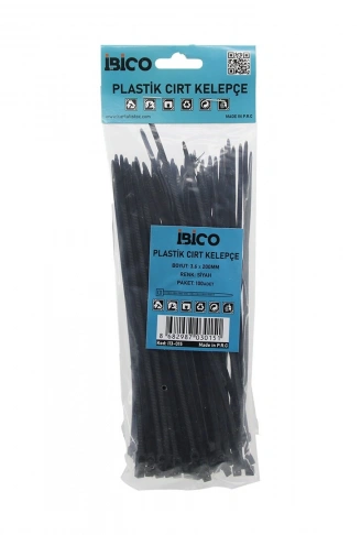 SİYAH   3.6X200MM  PLASTİK CIRT KELEPÇE  100PCS (4940)