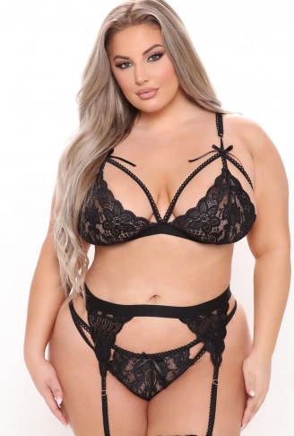 Siyah Dantelli Büyük Beden Jartiyer Takımı TM1296