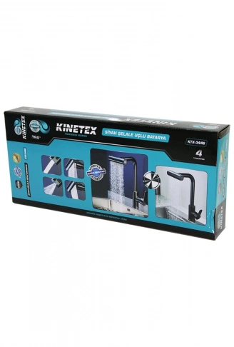 SİYAH GENİŞ - ŞELALE 4 FONKSİYONLU - 360 DERECE OYNAR BAŞLIK UZUN KUĞU BATARYA (4940)