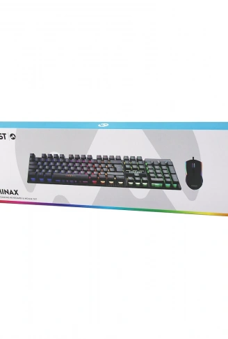 SİYAH GÖKKUŞAĞI IŞIKLI USB KABLOLU OYUNCU KLAVYE - MOUSE SET (4940)