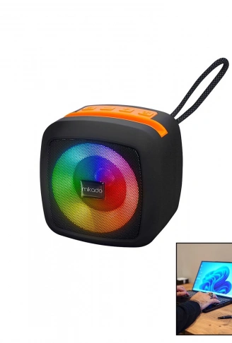 SİYAH KABLOSUZ HOPARLÖR - SPEAKER TAŞINABİLİR IŞIKLI USB ŞARJLI BT - TF CARD 10 MT MENZİL 1200mAH PİL - 5W (4940)