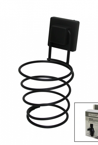 SİYAH - METAL FÖNLÜK FÖN MAKİNE ASKISI KARE MACUN YAPIŞKANLI10X11X15CM (4940)