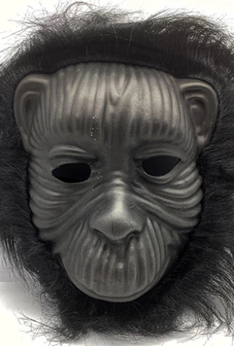 Siyah Renk Eva Goril Maskesi - Siyah Peluşlu Tüylü Orangutan Maskesi (4940)