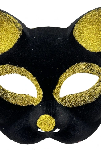 Siyah Renk Gold Simli Süet Kaplama Kedi Maskesi 18x14 cm (4940)