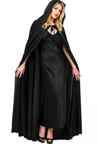 Siyah Renk Kapşonlu Pelerin 120 cm (4940)