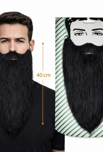 Siyah Renk Lastikli Uzun Takma Sakal 40 cm (4940)