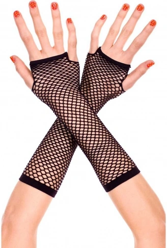 Siyah Renk Uzun File Eldiven - Örgü Eldiven Siyah Renk (4940)