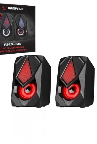 SİYAH - RGB IŞIKLI 1+1 HOPARLÖR SPEAKAER SET USB KABLO 2.0 MULTİMEDYA - 5W (4940)