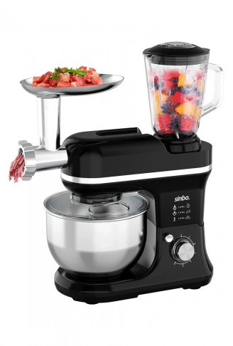 SİYAH STANDLI MİKSER - BLENDER SETİ 3IN1 KIYMA MAK. APARATI 5 KADEM. HIZ AYAR 4.5LT HAZNE - 1.5LT BLENDER 1500W (4940)