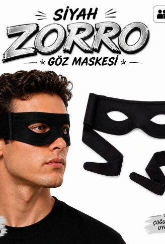 Siyah Zorro Göz Maskesi – Bağlamalı Parti ve Kostüm Aksesuarı (4940)