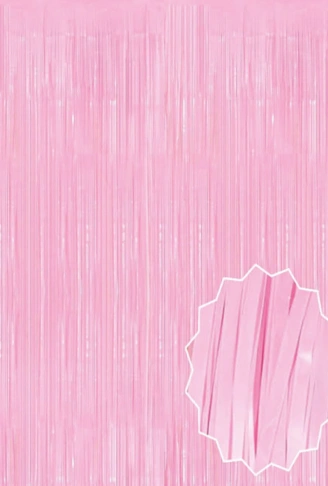 Soft Pembe Püsküllü Kapı Perdesi - Parti, Baby Shower, Cinsiyet Partisi 1x2 m (4940)