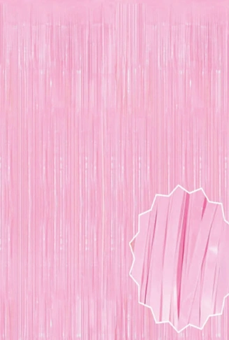 Soft Pembe Püsküllü Kapı Perdesi - Parti, Baby Shower, Cinsiyet Partisi 1x2 m (4940)