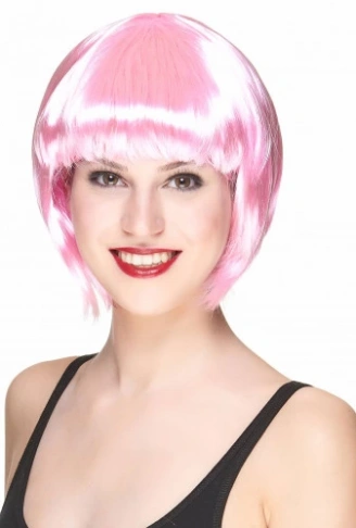 Soft Pembe Renk Parti Peruğu Küt Saç (4940)