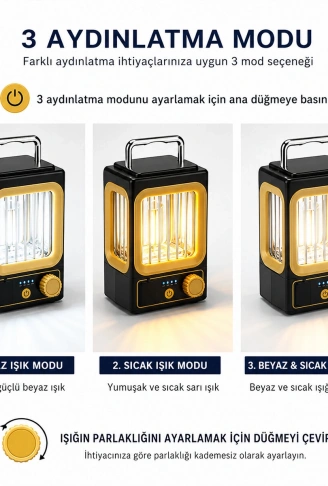SOLAR - GÜNEŞ ENERJİLİ USB ŞARJLI NOSTALJİ SOLAR LAMBA 1500mAh HS-234 (4940)