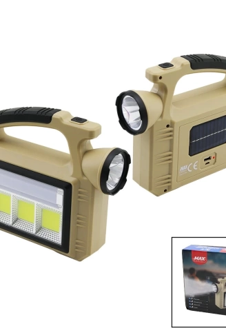 SOLAR GÜNEŞ ENERJİLİ - USB ŞARJLI  TAŞINABİLR EL FENERİ POWERBANK 3İN1=LED - COB LED - ŞERİT LAMBA (4940)