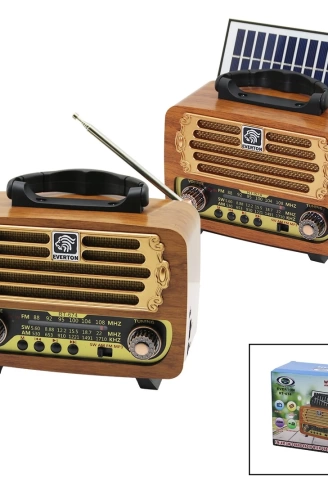 SOLAR PANELLİ  USB ŞARJ BLUETOOTH İBRELİ FM RADYO MP3 USB - TF PLAYER DC:5V--SOLAR:1.5W RT-674 (4940)