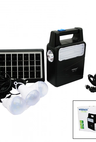 SOLAR SEYYAR PANELLİ - FİŞ ŞARJLI 2İN1 DİKEY MODEL EL FENERİ  - 3 PARÇA  AMPUL KABLOLU - POWERBANK (4940)