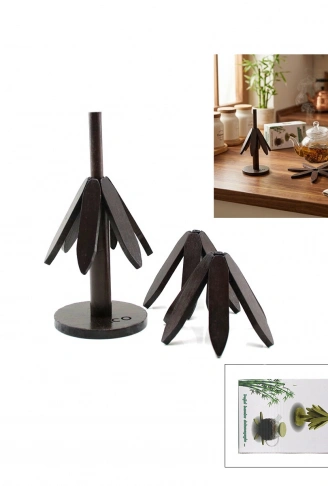 STANDLI=AĞAÇ MODEL 2PCS AHŞAP BAMBU KATLANIR NİHALE YAPRAKLI ÇİÇEK MODELİ= ÇAP: 20CM (4940)