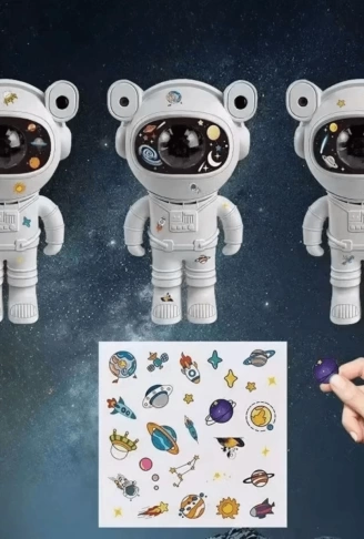 Stickerlı ,kumandalı Astronot Model Gece Lambası ( Lisinya )