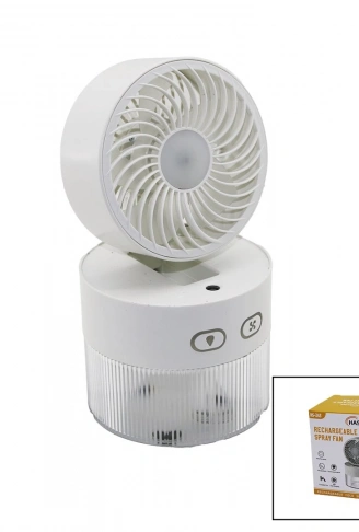 SU SPREYLİ  KATLANIR BAŞLIK - 90 DERECE IŞIKLI USB MİNİ FAN ÇAP=11.2CM - Y:13.5-20.5CM 3 KADEME HIZ  350ML (4940)