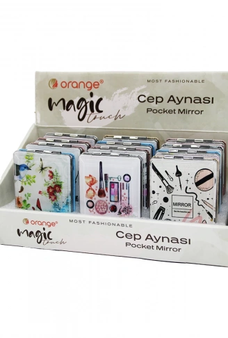 SULU SiMLİ KAPAKLI DİKDÖRTGEN CEP MAKYAJ AYNASI (4940)