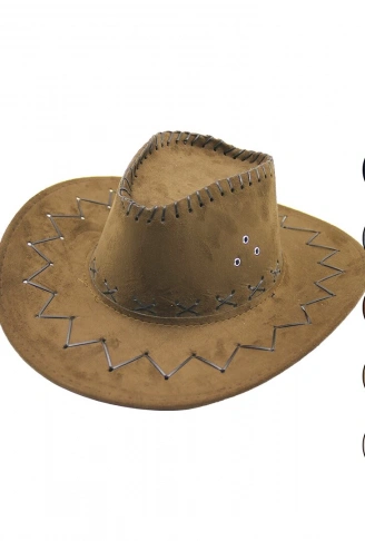 SUNİ DERİ   ZİGZAG - X DESEN   ERKEK   FOTER   KOVBOY ŞAPKA (4940)