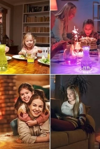 Sürahi Model Usb Şarjlı Kumandalı 16 Farklı Işık Modlu Masa Üstü Kristal Akrilik Lamba Led ( Lisinya )