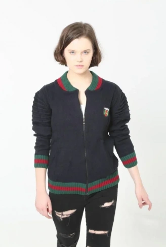 Tam Fermuarlı Triko Hırka - Lacivert