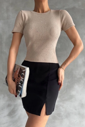 Taş baskılı kaş korse bluz