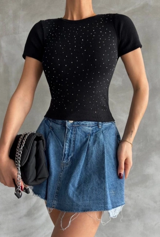 Taş baskılı kaş korse bluz