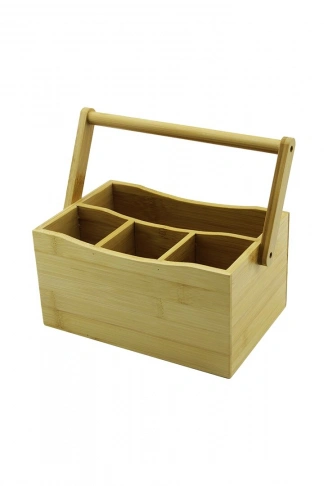 TAŞIMA KULPLU - 3+1 BÖLMELİ   TEZGAH ÜSTÜ  BAMBU - AHŞAP KAŞIKLIK (4940)