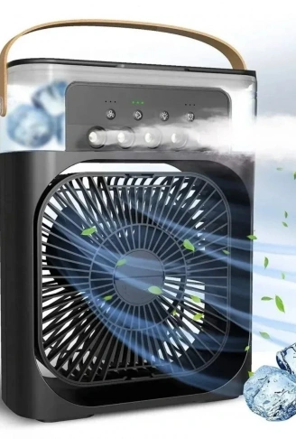 Taşınabilir 3 Farklı Mod Ayarlı 7 Farklı Led Işıklı Sulu Soğutmalı Taşınabilir Masaüstü USB Fan Vantilatör (4940)