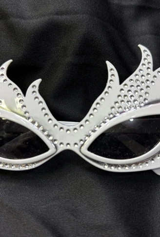 Taşlı Göz Kamaştıran Gecenin Yıldızı Beyaz Parti Alev Gözlük (4940)