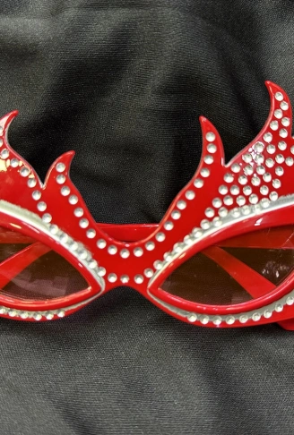 Taşlı Göz Kamaştıran Gecenin Yıldızı Kırmızı Parti Alev Gözlük (4940)