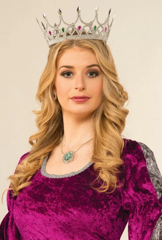 Taşlı Rönesans Kostümlü Kraliyet Ortaçağ Gümüş Kraliçe Prenses Tacı (4940)