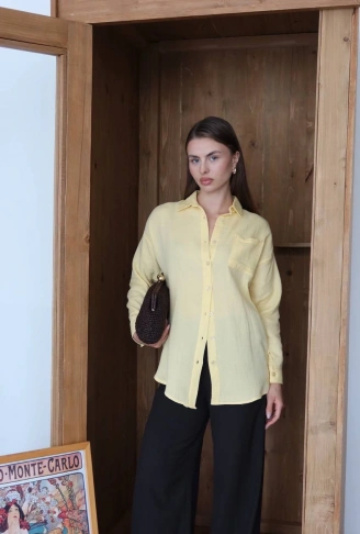 Tek cepli müslin gömlek sarı