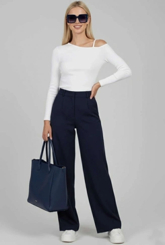 Tek Omuz İpli Bluz Beyaz T4328