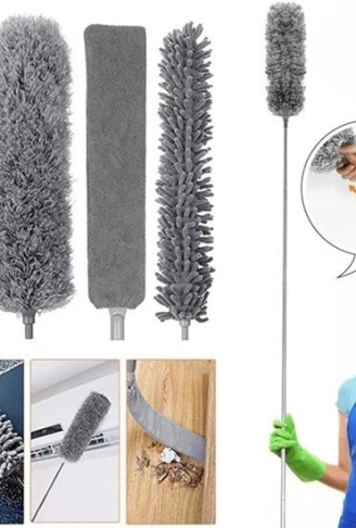 Teleskopik 3'lü Mop Toz Alma Püskülü Çok Fonksiyonlu Temizlik Seti (4940)