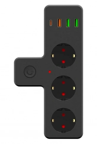 Termal Akım Korumalı 3 Adet Soket,3 Adet USB ve 1 Adet Type-C Girişli 20w Priz Model 3397 (4940)