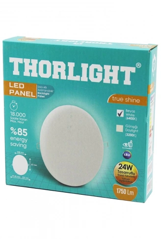 THORLIGHT S-224 24W 16.8CM BEYAZ LED PANEL SIVA ALTI AYARLI MANDALLI 6400K - 1750LM - 18000 SAAT - 2835 SMD (4940)