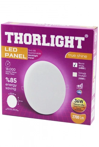 THORLIGHT S-236 36W 22CM BEYAZ LED PANEL SIVA ALTI AYARLI MANDALLI 6400K - 2700LM - 18000 SAAT - 2835 SMD (4940)