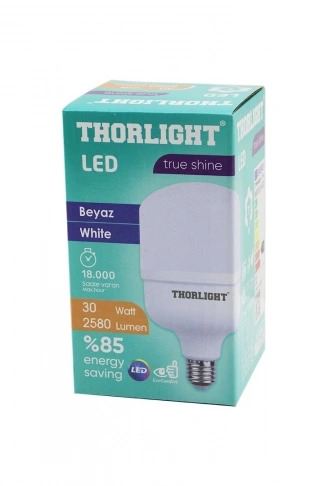 THORLIGHT T-30B  30W  E27 TORCH T-SHAPE  BEYAZ  LED AMPUL  2580 LUMEN - 6400K - 18000 SAAT - 2835 SMD LED (4940)