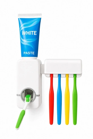 TOOTHPASTE DİSPENSER OTOMATİK DİŞ MACUNU SIKACAK 5Lİ DİŞ FIRÇALIK SETİ İ15-076 (4940)