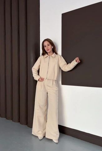 Trenç takım alt üst bej ons