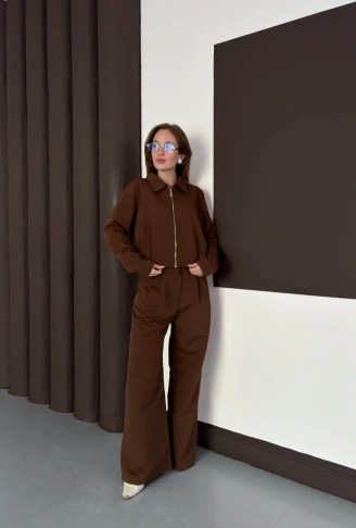 Trenç takım alt üst kahve ons