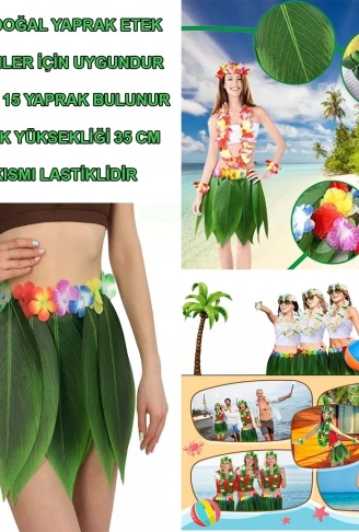 Tropikal Esintili Hawaii Yapraklı Parti Eteği Yetişkin Boy (4940)